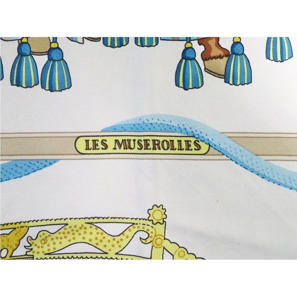 Hermes Blue and Gold Silk Scarf - Picture 7 of 11